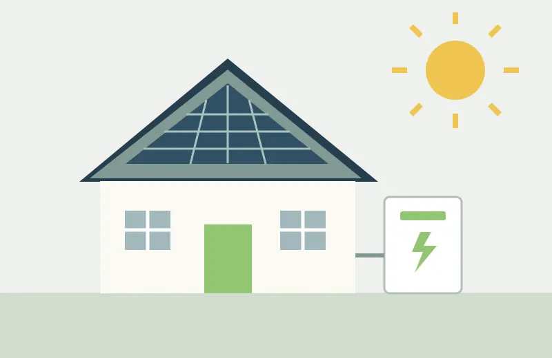 Flat-Design-Illustration: Photovoltaik und Speicher